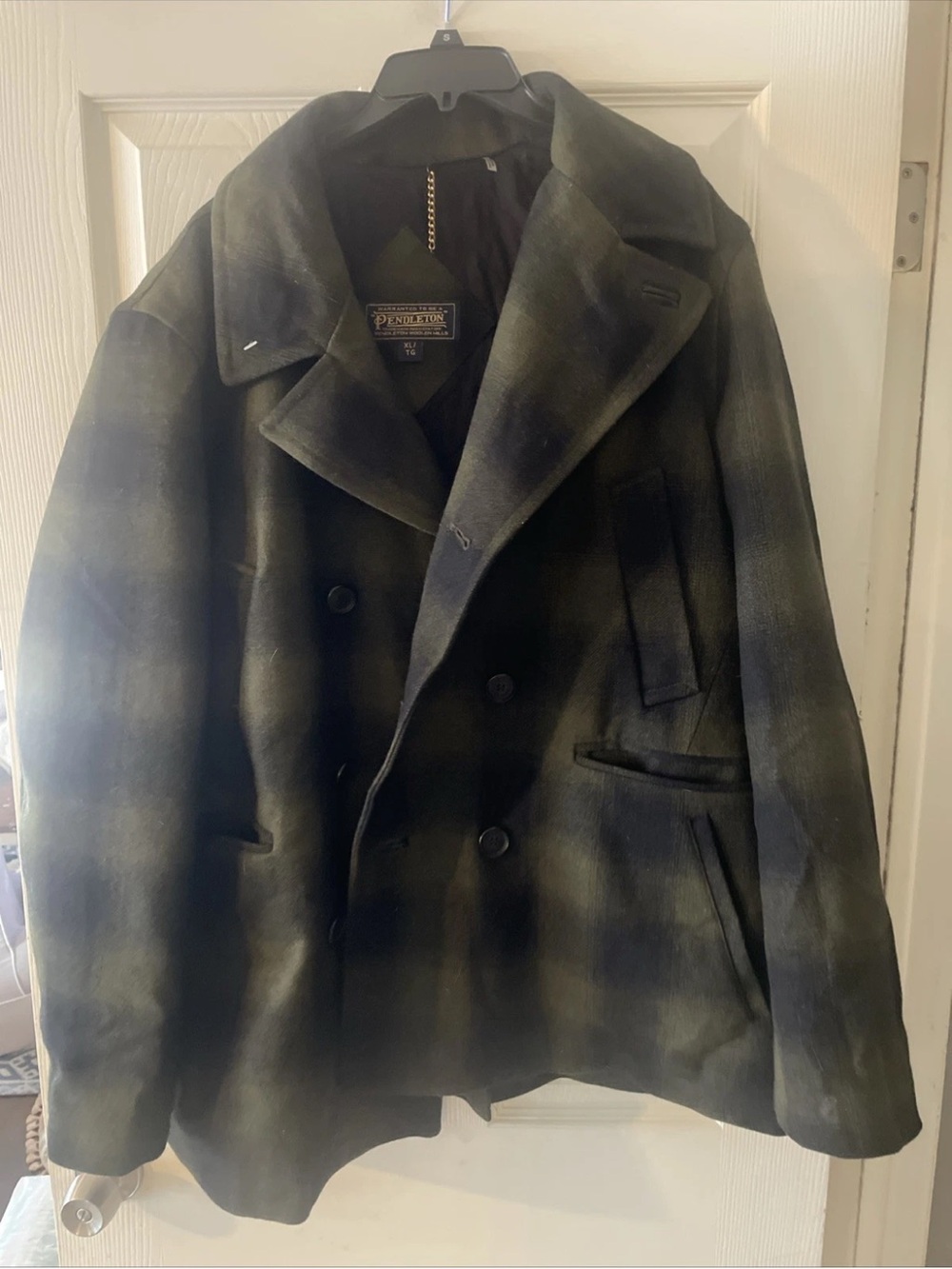 Pendleton Plaid Wool Blend double breasted jacket novachuk green black xl